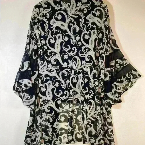 XL DRAPER & DAMON WOMEN Navy & Cream Blouse Shirt Top A52 X Large - Picture 6 of 11